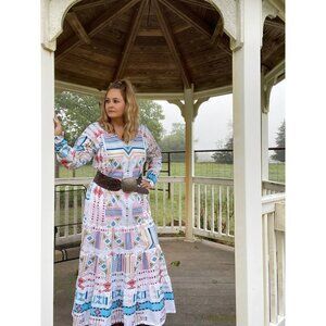 Tasha Polizzi Women's Zara Kaftan Maxi Dress Size XL Western Aztec Boho Cotton